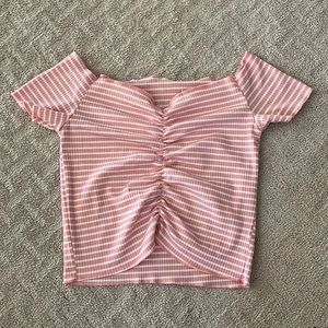 ROMWE- Striped Ruched Ribbed Tee!